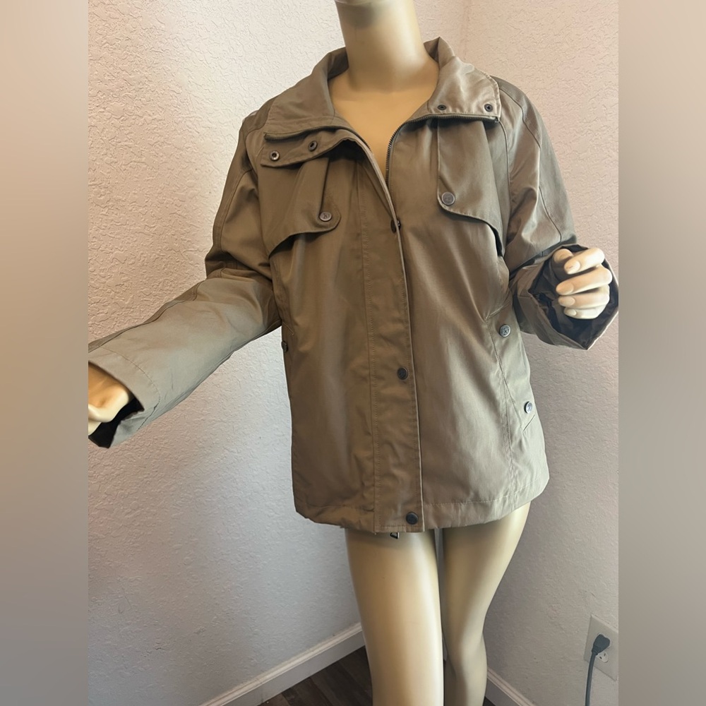 NWOT Sam Edelman Womens Large Utility Jacket-Full Zip-Shoulder Stitching-Khaki